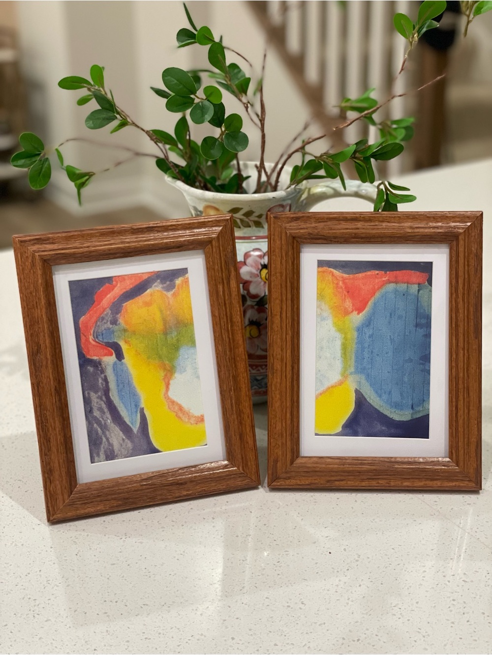 Set of 6x8 Helen Frankenthaler “April” Prints in Vintage Wood Frames